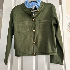 Elegant Olive Cardigan with Gold Buttons